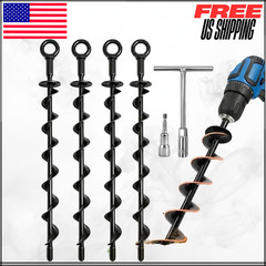 Steel Spiral Ground Anchors Screw In Stakes HeavyDuty High Wind Security 4PK 15″
