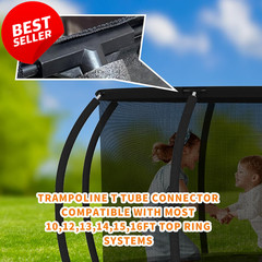 6-Pack Trampoline T-Connector Pole Caps Top Tube Enclosure Replacement Black -US