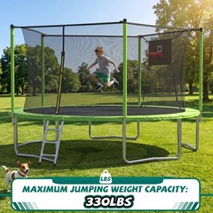 14FT Trampoline ,Sports Fitness Trampolines with Enclosure Net, Recreational