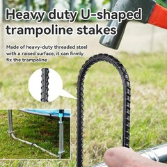 Trampoline Ground Anchors 24-Inch Heavy Duty U Rebar Stakes for Trampoline, D…