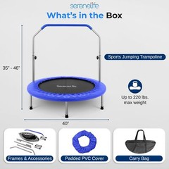 SereneLife 36″/40″ Portable & Foldable Trampoline in-Home Mini Rebounder with…