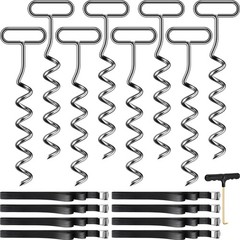 Ground Anchor for Trampoline, Ground Anchor, 8 pcs with Adjustable Strap, for Trampoline…