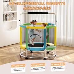 55″ Trampoline for Kids，Indoor&Outdoor Toddler Trampoline | Supports Multicolor