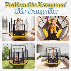 54 Inch Trampoline for Kids with Enclosure, Indoor & Outdoor Toddler Trampoline