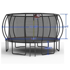 YC 14FT Trampoline with Basketball Hoop for Kids Pumpkin Outdoor Trampoline ASTM