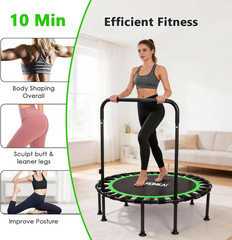 Mini Trampoline Foldable with U Shape and Adjustable Foam Handle for Adults and