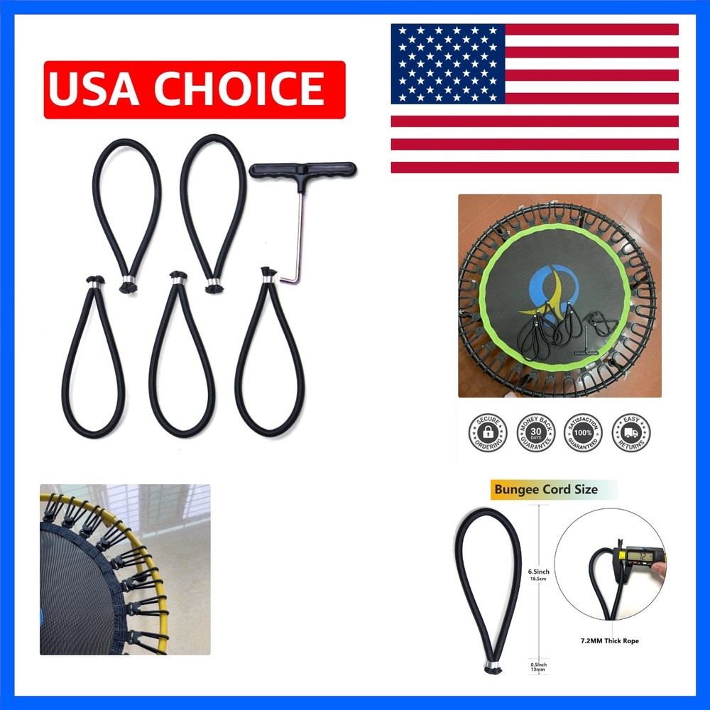 5PCS Mini Trampoline 6.5 Inch Bungee Cord Replacement [ 7.2MM Thick ] Fitness…