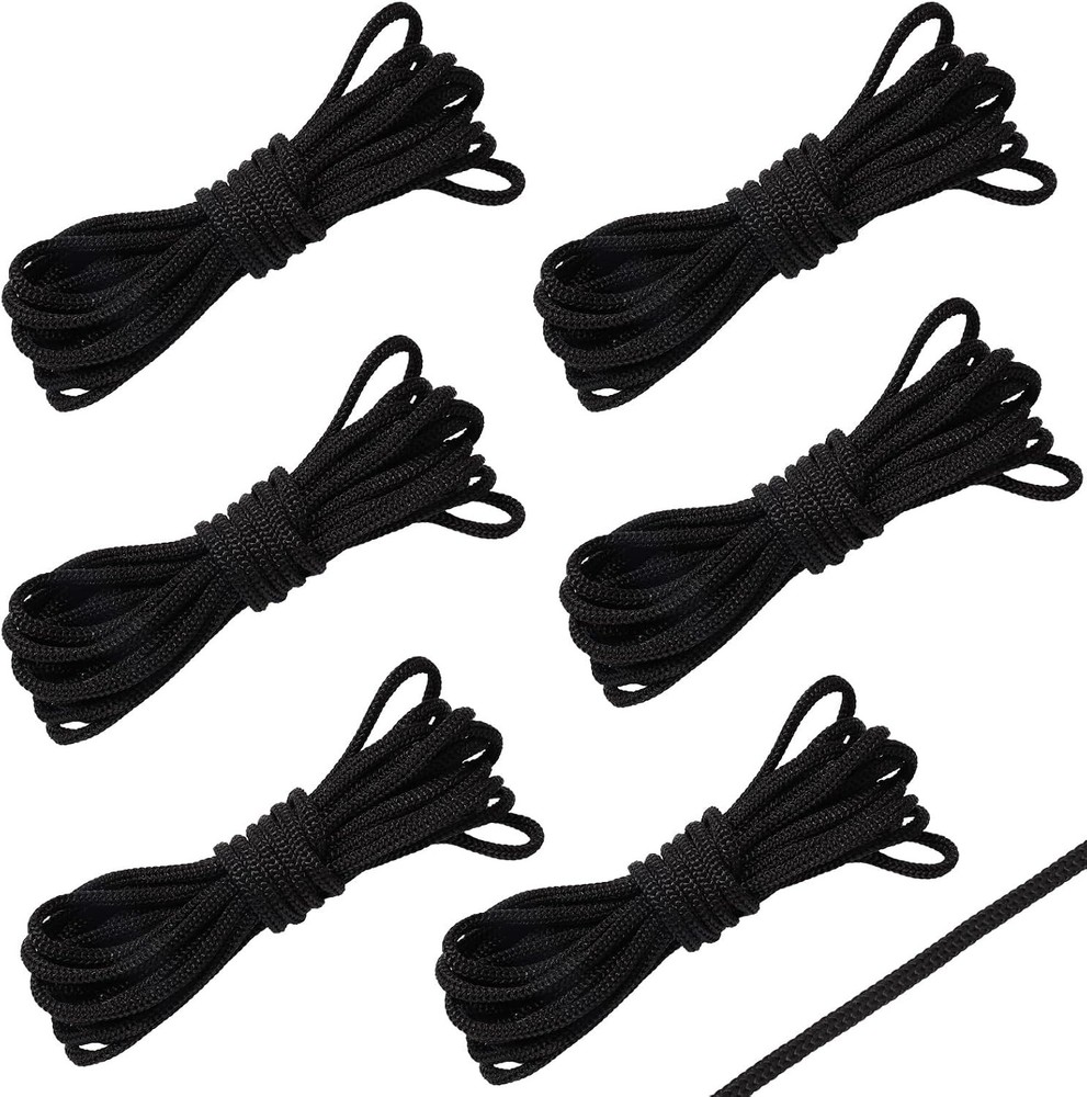 6pcs Trampoline Net Connection Rope, Nylon Black Cord Tie Down Rope for Tramp…