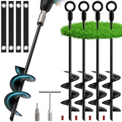 18″ Trampoline Stakes, 4 Pack Heavy Duty Ground Anchors with Safety Belts, Tr…