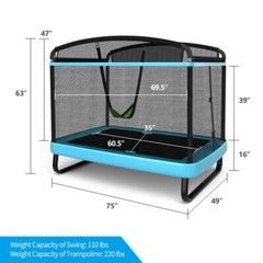 6FT Kids Entertaining Trampoline 2 In 1 Children Jumping W/ Swing Safety Fence