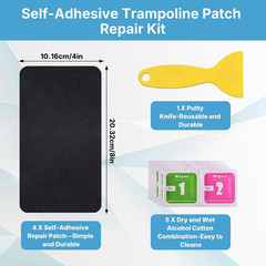 Self-Adhesive Trampoline Patch Repair Kit, 4 Rectangular Trampoline Repairing Te
