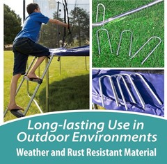 Trampoline Accessory Kit with Basketball Game, 4 Windstakes & Wide Step Ladder