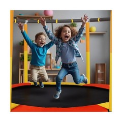 59 Inch Kids Trampoline with Safety Enclosure Net, Adjustable Gymnastics Bar,…