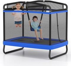 6 FT Trampoline Kids W/ Swing Toddler Trampolines W/ Safety Enclosure Net