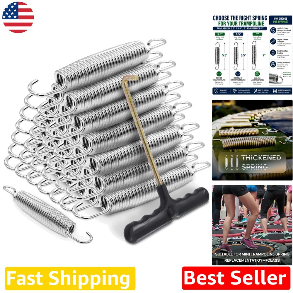 72pc Trampoline Replacement Springs 6.5″ Stainless Steel Secure Hooks