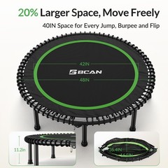 450/550LBS Mini Rebounder Trampoline – 40″/48″ Foldable Fitness Indoor/Outdoor,