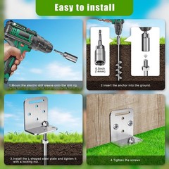 6 Pack 24″ Ground Anchors Screw in Shed Earth Anchor Stakes Set with L Bracke…