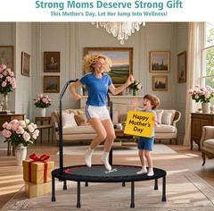 40″Foldable Fitness Rebounder Trampoline 5 Levels Height Adjustable Handle