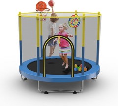 6 FT Trampoline for Kids with Net Toddler Trampoline Basketball Hoop Dart Board