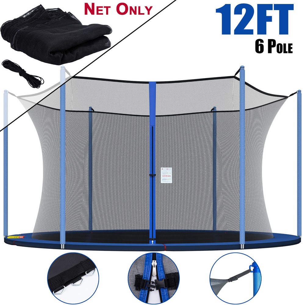 Replacement Safety Net Enclosure for 12 ft Round Trampoline For 6 Poles Frame US