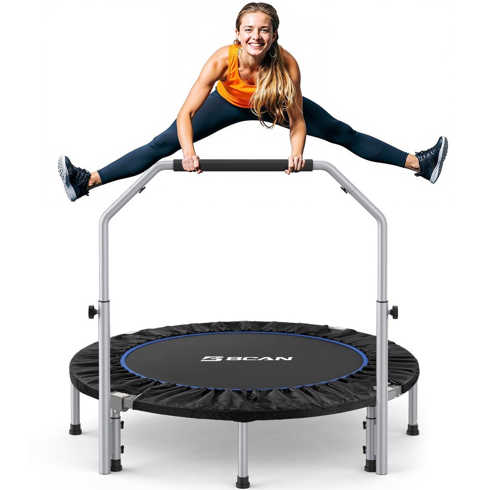 40/48 Foldable Mini Trampoline Max Load 330lbs/440lbs, Fitness Rebounder with Ad