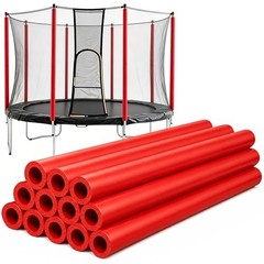 12 Pack Red Trampoline Pole Sleeve Covers 35.4 x 1.26 inches, Upgraded NBR
