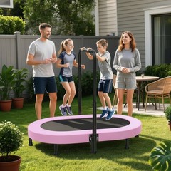 40″/48″/56” Foldable Trampoline with Adjustable Handle Indoor/Outdoor Fitness