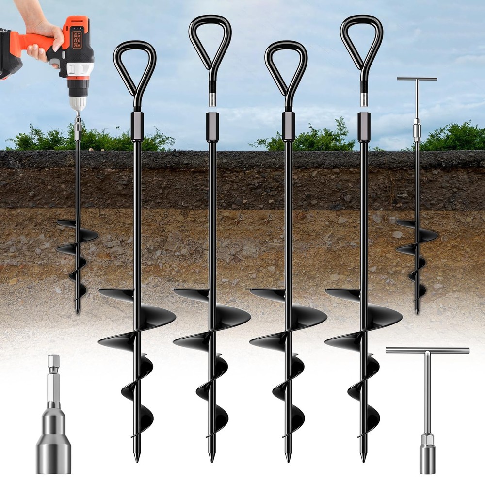 18″ Long Ground Anchor, Heavy Duty Earth Anchors 18 inch Ground Anchors Screw…
