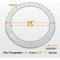Trampoline Pad Replacement 14FT Safety Cover Sunlight Resistant Foam Padding New