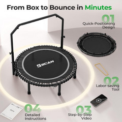 Trampolin para ejercicio fitness de 48″ adultos y ninos niños plegable brincolin