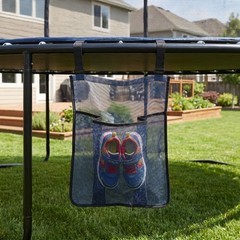 2Pcs Durable Mesh Trampoline Shoe Bags with Adjustable Straps Outdoor Blue
