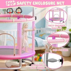 60″ Toddler Trampoline for Kids,5FT Kids Trampoline for Toddlers 1 light Purple
