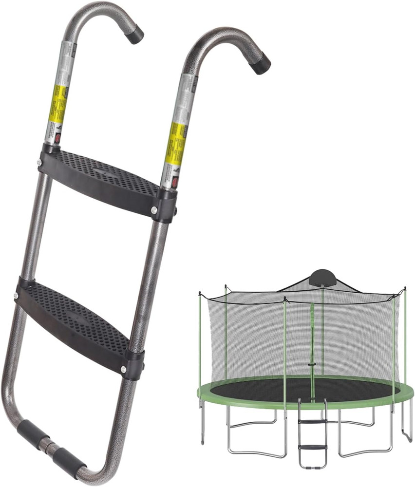 Trampoline Ladder 2 Step, 220Lbs Capacity, Trampoline Ladder with Horizontal Wid