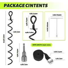 22.4 Inch Ground Anchor Screw in,4 Pack Trampoline Stakes Anchor Kit,Heavy Du…
