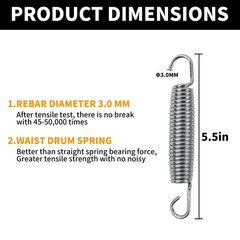 5.5Inch Trampoline Replacement Springs Set Heavy Duty Metal Accessories