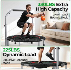 SP2 40/48″ Foldable Mini Trampoline Max Load 330Lbs/440Lbs, Fitness Rebounder wi