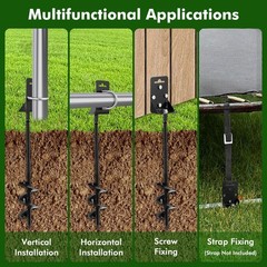 Ground Anchors Screw in – 4 Pack Spiral Tent Stakes Heavy Duty with Drill Socket