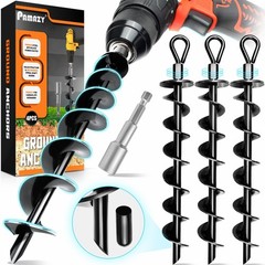 [] 4 Pack Ground Anchors with Power Nut Driver Drill Bit, Ground Anchors Screw i