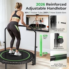 BT2 450/550LBS Mini Rebounder Trampoline for Adults with Bar, 40IN 40IN-GREEN
