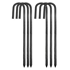 6 PCS 12 Inch Ground Rebar Stakes Heavy Duty Metal J Hook Tent Garden Anchor