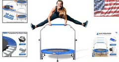 Portable 40″/48″ Mini Trampoline with Adjustable Bar – Perfect for Home Gym