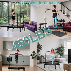 Mini Trampoline for Kids Adults 40″/48″ Foldable Fitness Rebounder Kids Trampoli