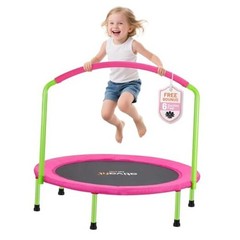 36inch Elastic Band Big Handle Toddler Trampoline for Kids Ages Pink and Green