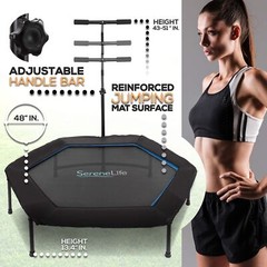SereneLife Trampoline 40″/50″ – in-Home Cardio Fitness Rebounder with Adjusta…