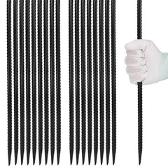 16 Inch Rebar Stakes 18 PCS Heavy Duty Ground Spike Metal Steel Stake Black
