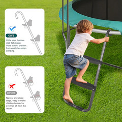 Trampoline Ladder 2 Step, 220Lbs Capacity, Trampoline Ladder with Horizontal Wid