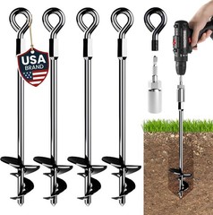 15″ Ground Anchors Screw-in – Heavy Duty for High Winds – Ground Stakes – Ear…