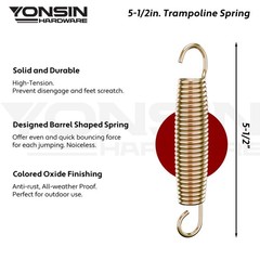 5.5 Inch Trampoline Springs Heavy Duty with Swivel & Straight Hooks, Stainles…