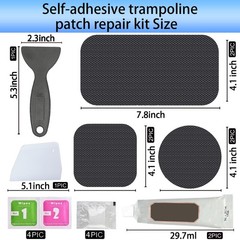 Heavy-Duty Trampoline Patch Repair Kit: 6 Self-Adhesive Patches (2 Square+2 R…