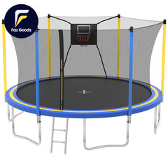 14Ft Trampoline with Basketball Hoop Upgraded round Kids Outdoor Trampoline